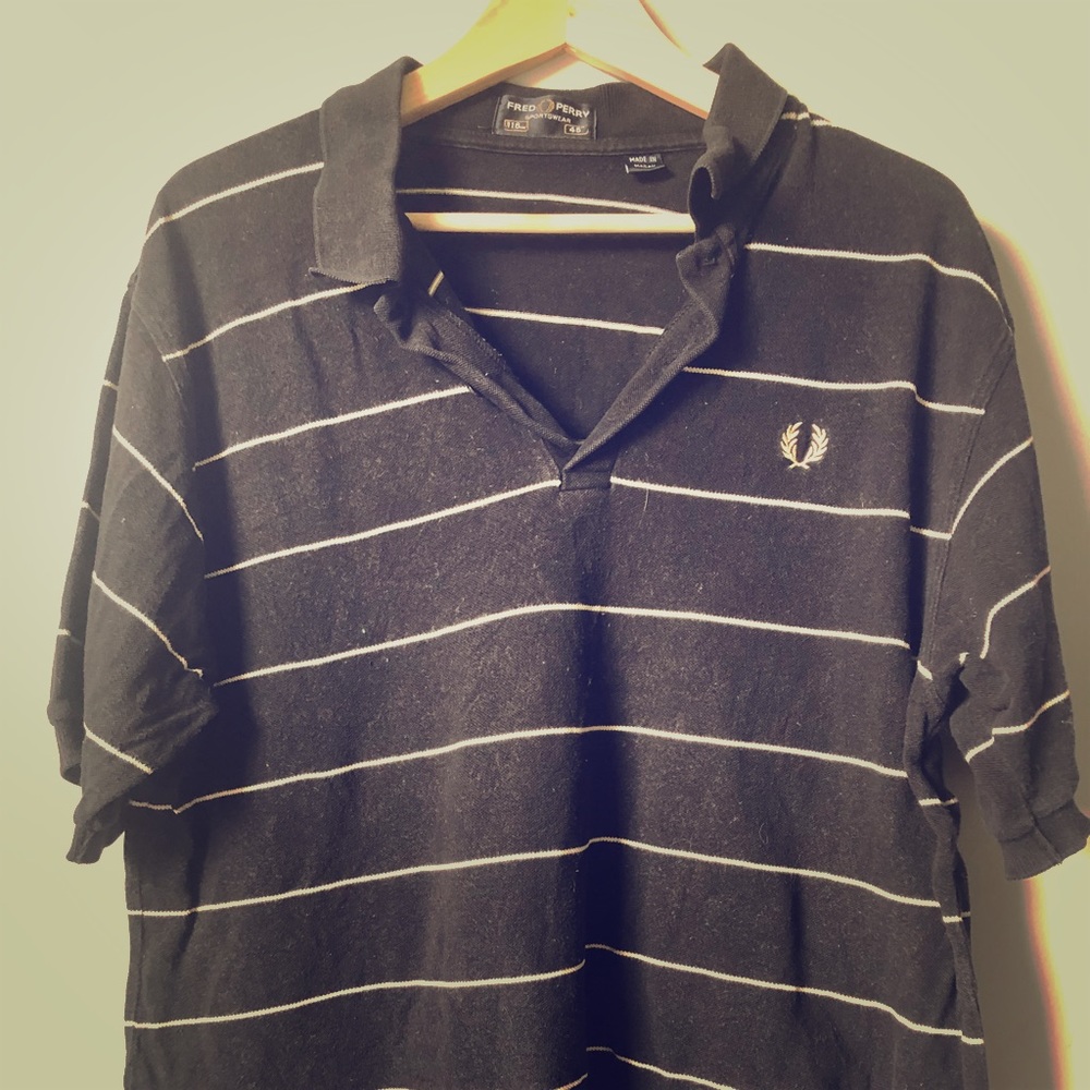 Fred Perry Polo - Black with Champagne Stripes